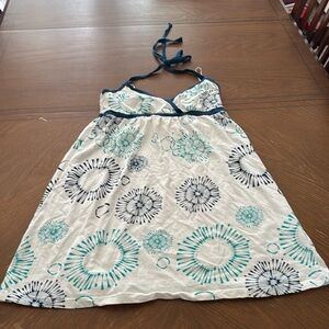 Aeropostale Blue White Green Teal Cotton Halter Dress Women’s Medium